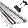 POWERTEC 110' Track Saw Guide Rail Kit and Router Guide for Makita and Festool Compact Router and Plunge Router, Includes 2PK 55' Guide Rails and Connectors (72079)