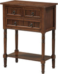 Convenience Concepts Kendra Entryway Hall Table 23.75' - 3 Storage Drawers, Traditional Console with Shelf for Decor, Office & Hallway Organizer, No Tools Assembly, Solid Wood Legs, Espresso