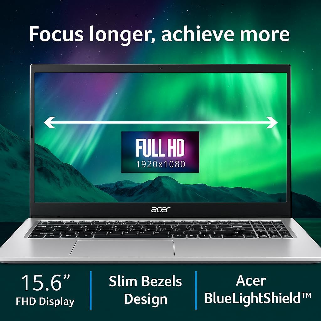 acer Aspire Go 15 Slim Laptop | 15.6' Full HD Display | Powerful 8-Core Intel Core 3 N355 | 16GB RAM | 1TB SSD | Copilot AI Ready | Microsoft Office | HDMI | Wi-Fi 6 | Windows 11 Home | WOWPC USB