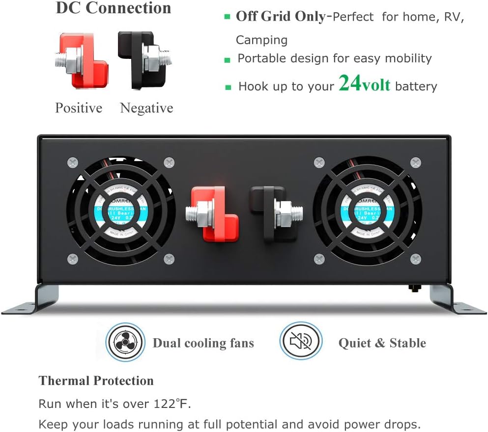 WZRELB 3500W Pure Sine Wave Solar Power Inverter Generator 24V DC to 120V AC Converter Car Inverter