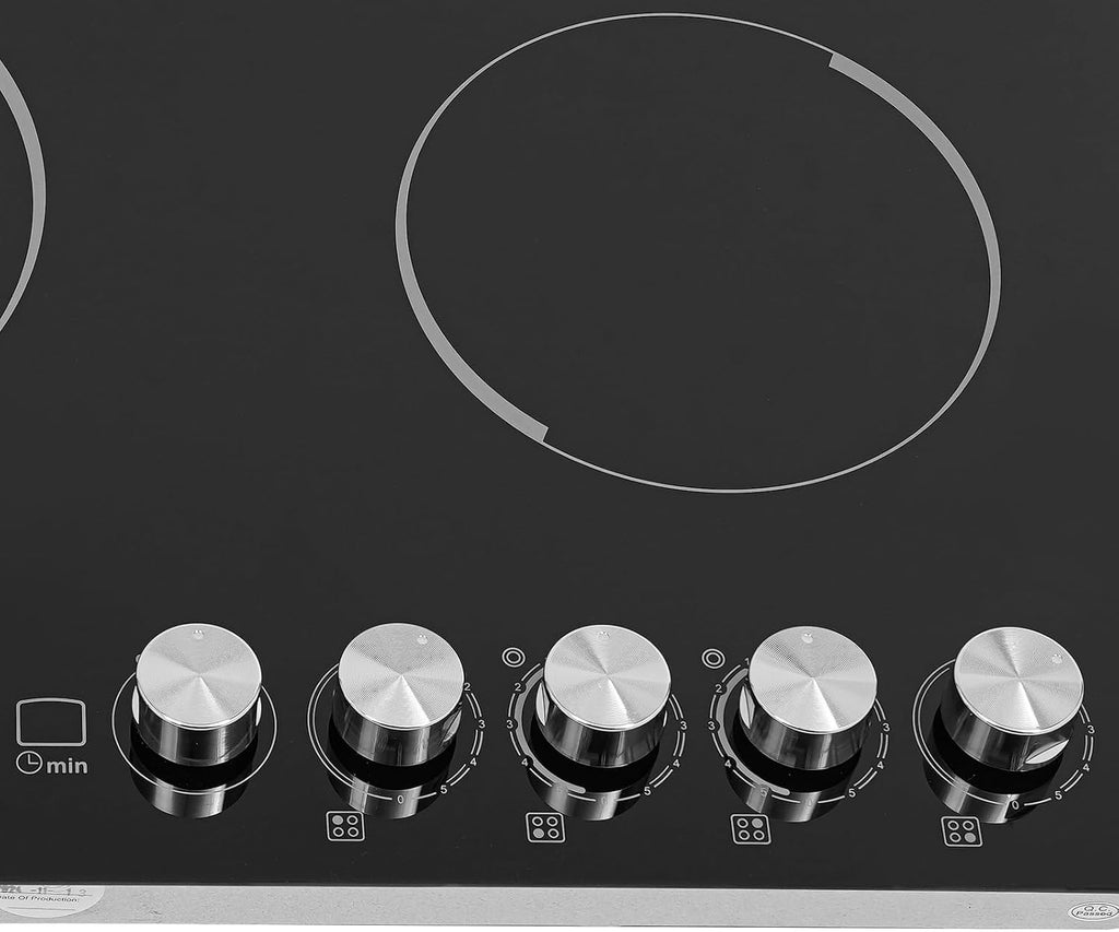 Electric Stovetop, 4 Burners Electric Cooktop Induction Cooker Ceramic Stove with 5 Temperature and 4 Power Level, Sensor Touch Control, Child Safety Lock & Timer