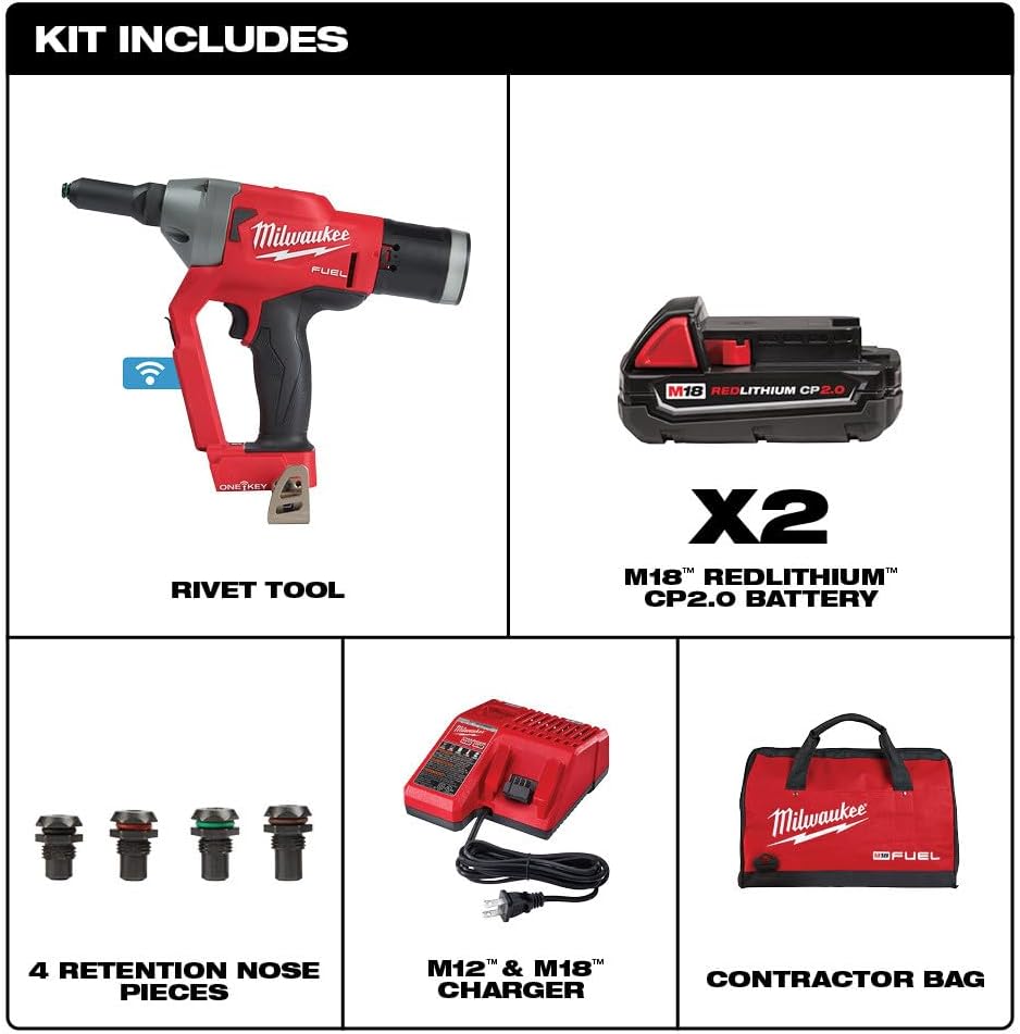Milwaukee M18 Fuel ONE-Key 18-Volt Lithium-Ion Cordless Rivet Tool Kit