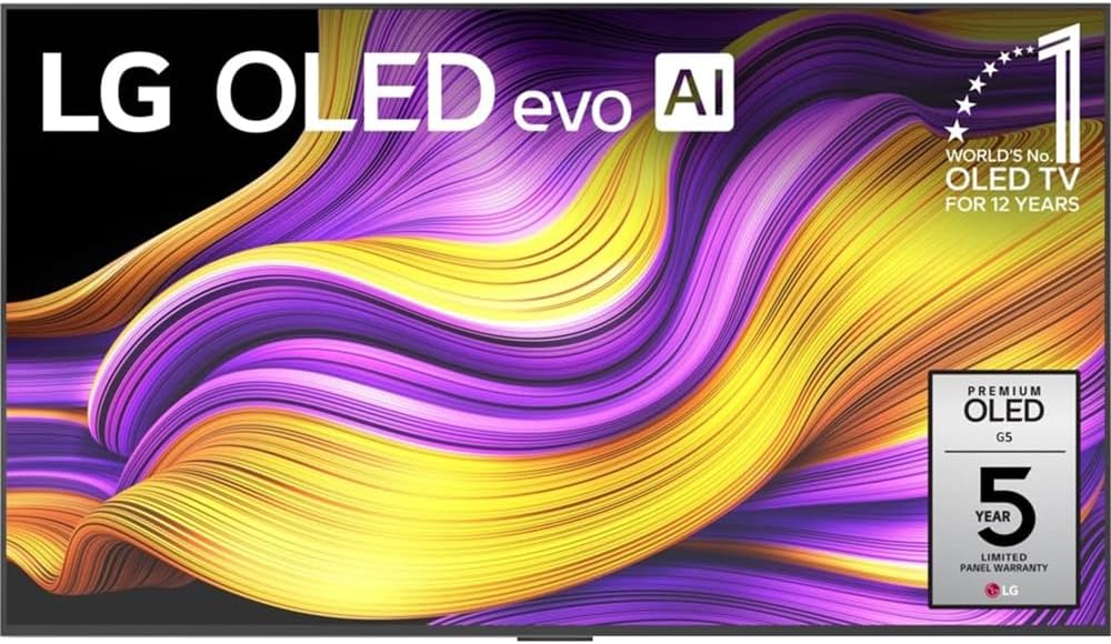 LG 55 Inch G5 Series OLED evo 4K UHD Smart webOS TV with One Wall Design (2025) (Renewed) Bundle with Deco Gear 6FT HDMI 2.0 Cable and CPS Exclusive 26 Month Protection Pack (BEACH-CPS-26M3500)