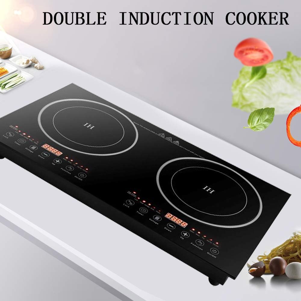 Double Induction Cooktop, Electric Induction Cooktop 2 Burners,2400W Portable Induction Cooktop,Touch Control, Induction Stove for Fast Cooking, Bulit-in&Countertop