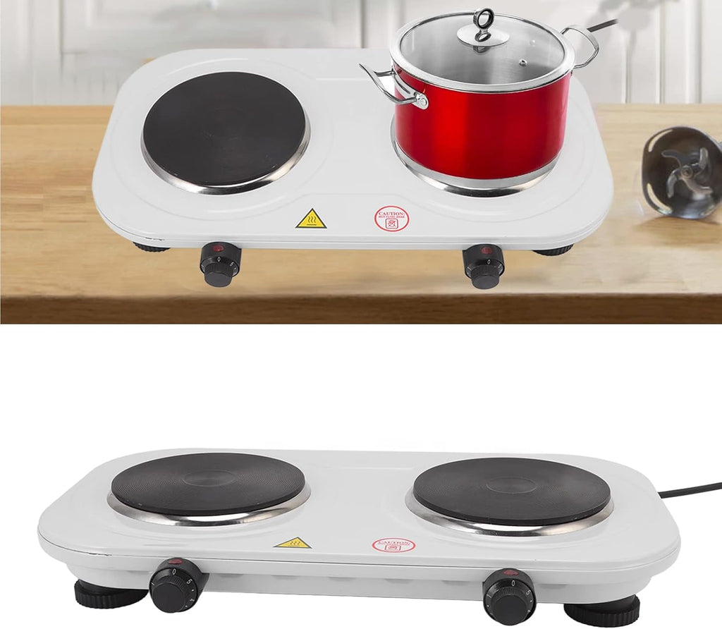 Hot Plate, Electric Double Portable Induction Cooktop Double Home Adjustable Temperature Electric Stove Cast Iron Electric Stove for Kitchen Camping Cooking