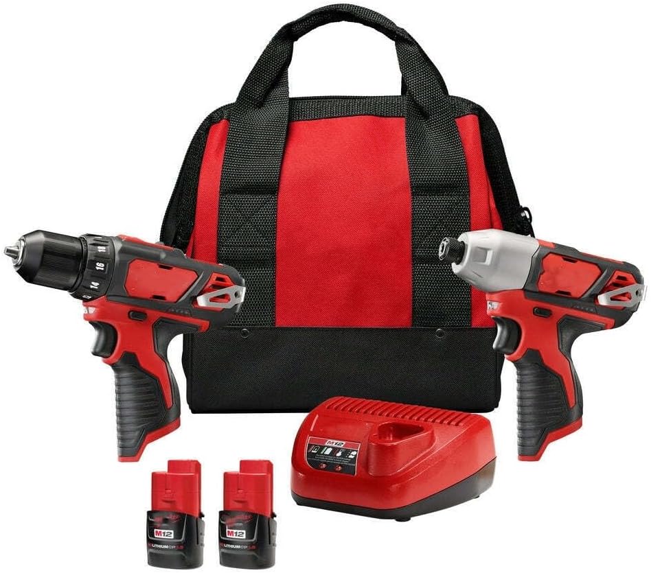 with Milwaukee 2494-22 M12 12V Cordless Power Lithium-Ion 2-Tool Combo Kit