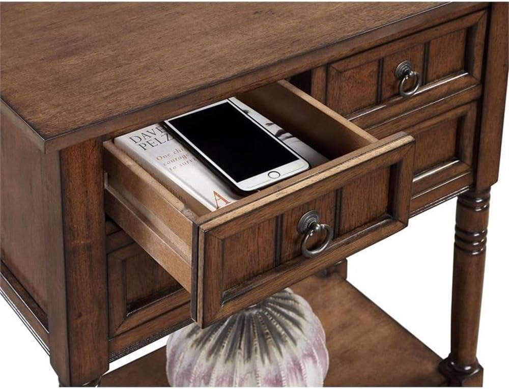 Convenience Concepts Kendra Entryway Hall Table 23.75' - 3 Storage Drawers, Traditional Console with Shelf for Decor, Office & Hallway Organizer, No Tools Assembly, Solid Wood Legs, Dark Oak
