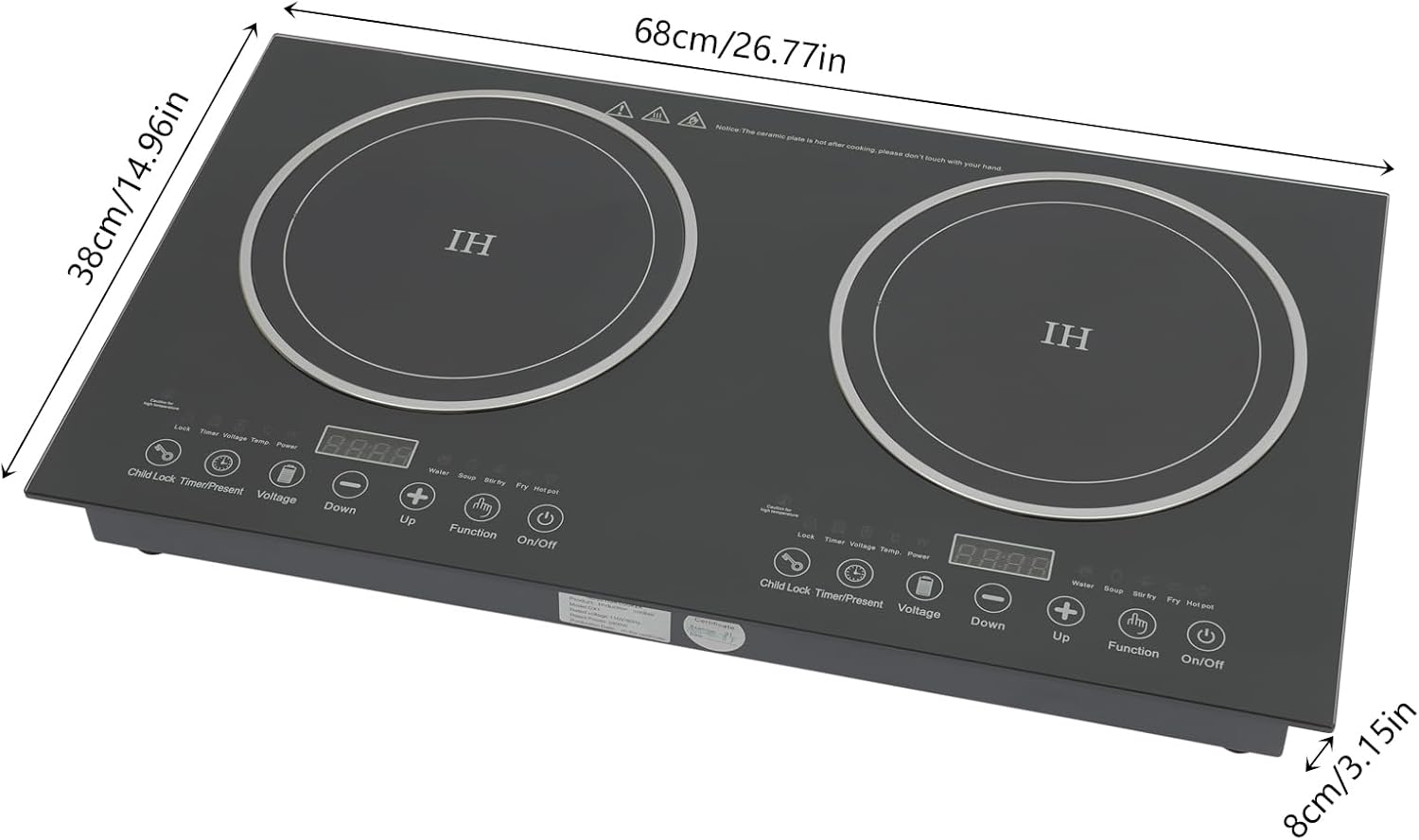 Double Induction Cooktop Portable Induction Cooker with 2 Burner Independent Control, Level 8 Firepower, 3-Hour Timer, Safety Lock, 2400w(1200w+1200w) Sensor Touch (2 Burner 2400W)
