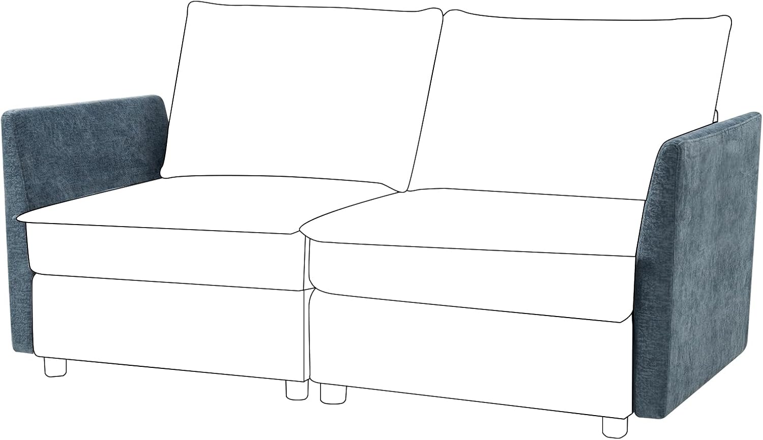 HULALA HOME Side Armrest Module for Sectional Sofa Couch, Two Armrests Included, Blue