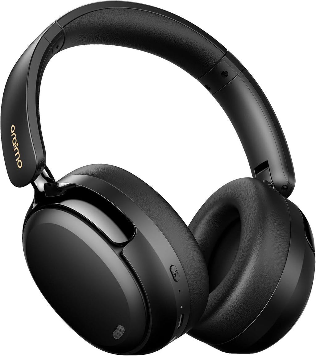 Oraimo Active Noise Cancelling Over the Ear Headphones Wireless Bluetooth, 65H Playtime, 3 EQ Modes, Deep Bass, BT5.4, Wireless Headphones with Microphone for Game, Office, Travel, Black