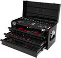 TUSK Tool Box with Tools EVA Foam Cut Outs and 129-Piece Tool Set 3-Drawer Portable Moto Box