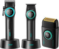 VGR Professional Hair Clippers for Men, T-Blade Trimmer Zero Gapped Cordless Barber Clippers, Triple Floating Blade Foil Shaver Men's Electric Razor, 3 Piece Men's Men's Grooming Kit with LED Display