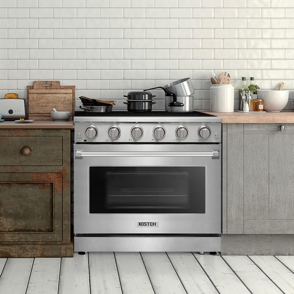KOSTCH 30 inch Professional Electric Range with 5 Heating Elements Cooktop, 4.55 Cu. Ft. Convection Oven Capacity, Smooth Glass Top, in Stainless Steel, KOS-30RE06H (Stainless Steel)