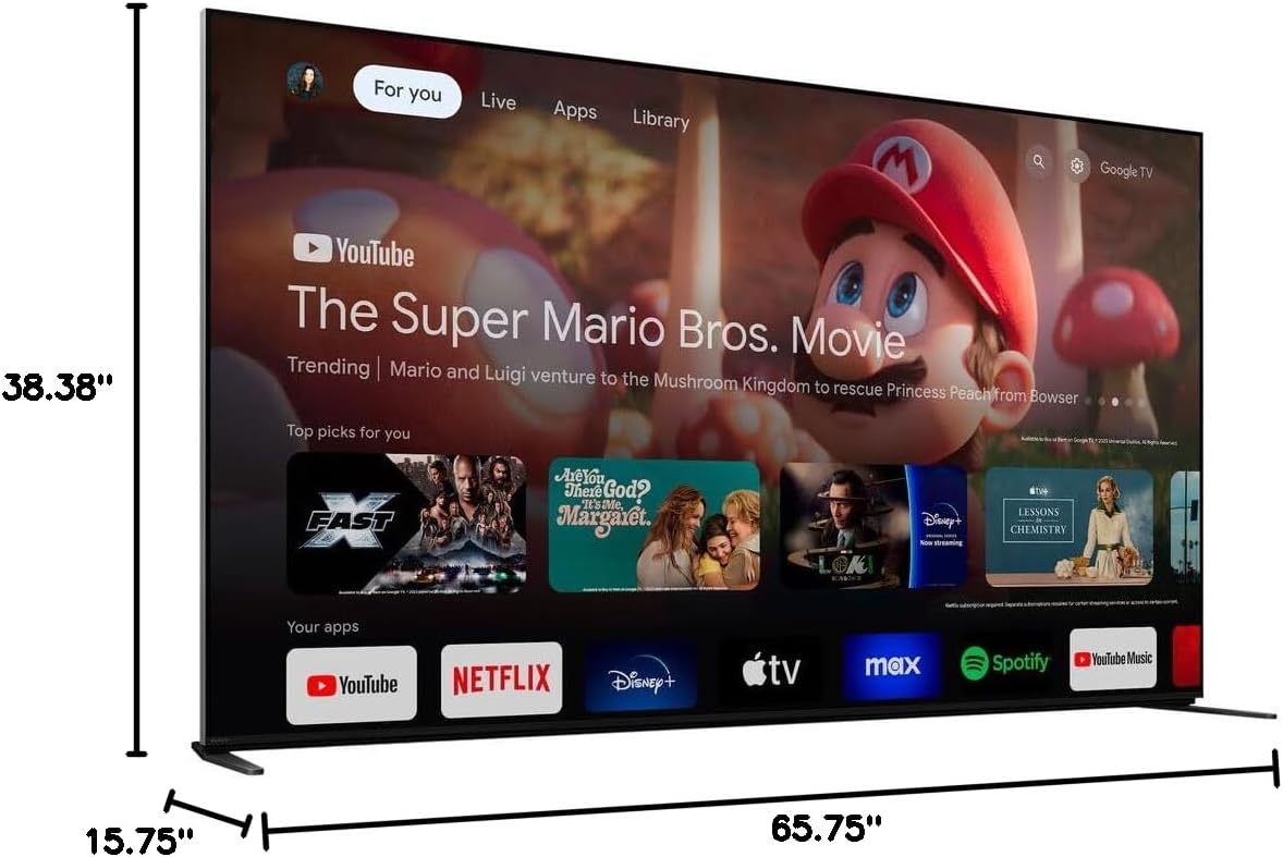 Sony BRAVIA 9 K75XR90 75 inch 4K HDR Smart QLED Mini-LED TV Bundle with Premiere Movie Streaming Package & TV Setup Bundle with Wall Mount + Surge Adapter + HDMI Cable & More (2024 Model)