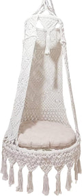 Hanging Swing Chair for Indoor Use, Cotton Rocking Chair for Bedroom, Living Room & Garden, Comfortable Hanging Chair for Relaxation