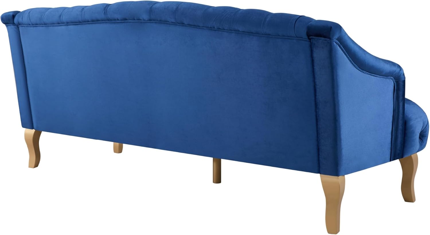 Wine Red Modern Velvet Loveseat Sofa Couch, 73' Mid - Century Tufted Upholstered Small Love Seat Couch, Curved High Back 3-Seats Couches for Compact Space, Living Room, Apartment (Dark Blue)