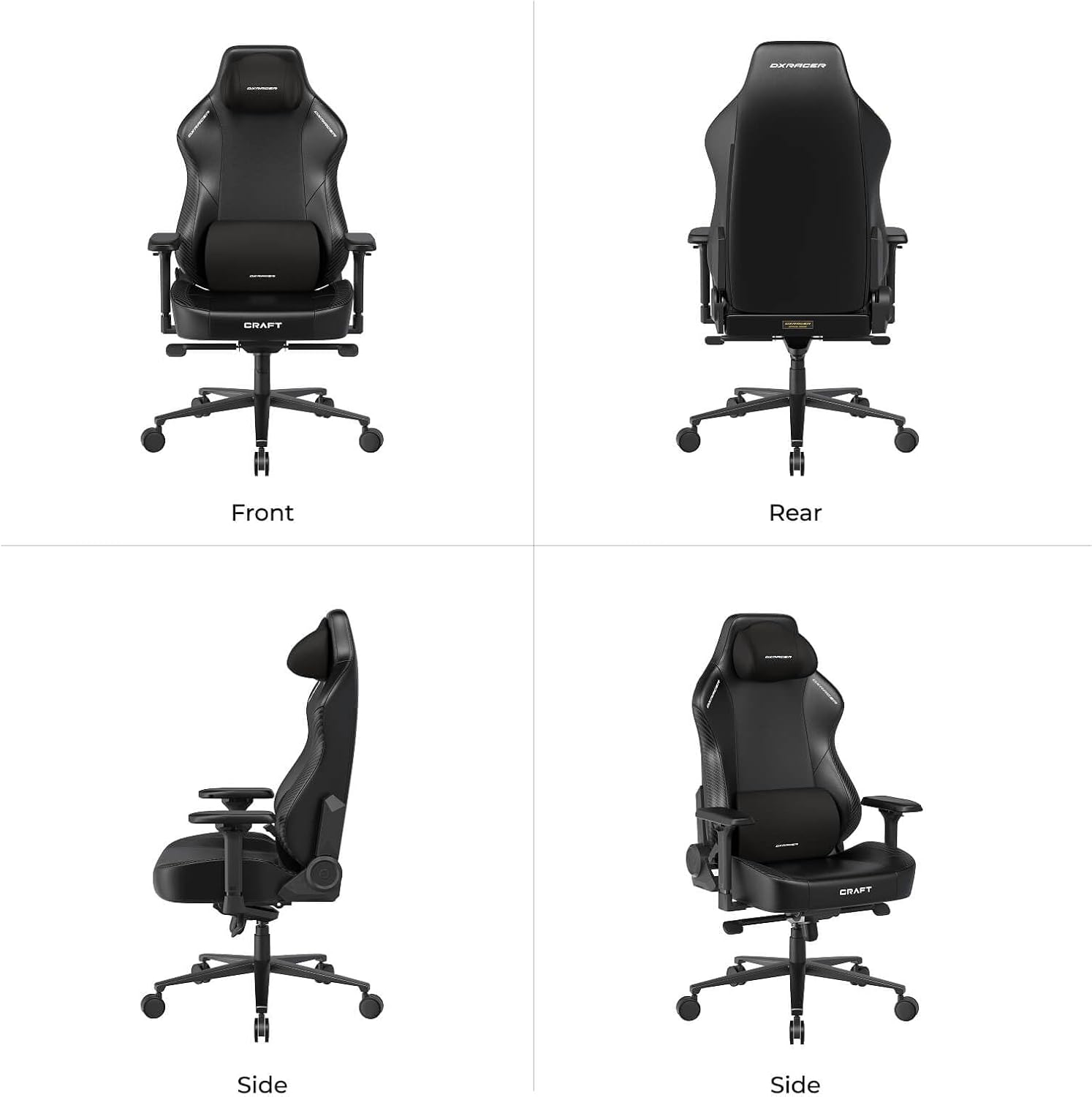 DXRacer Craft L Video Gaming Chair for Adults, Ergonomic Office Reclining Computer Chair with Magnetic Head Pillow and Lumbar Support, Racing Style Height Adjustable (EPU Leatherette, Black)