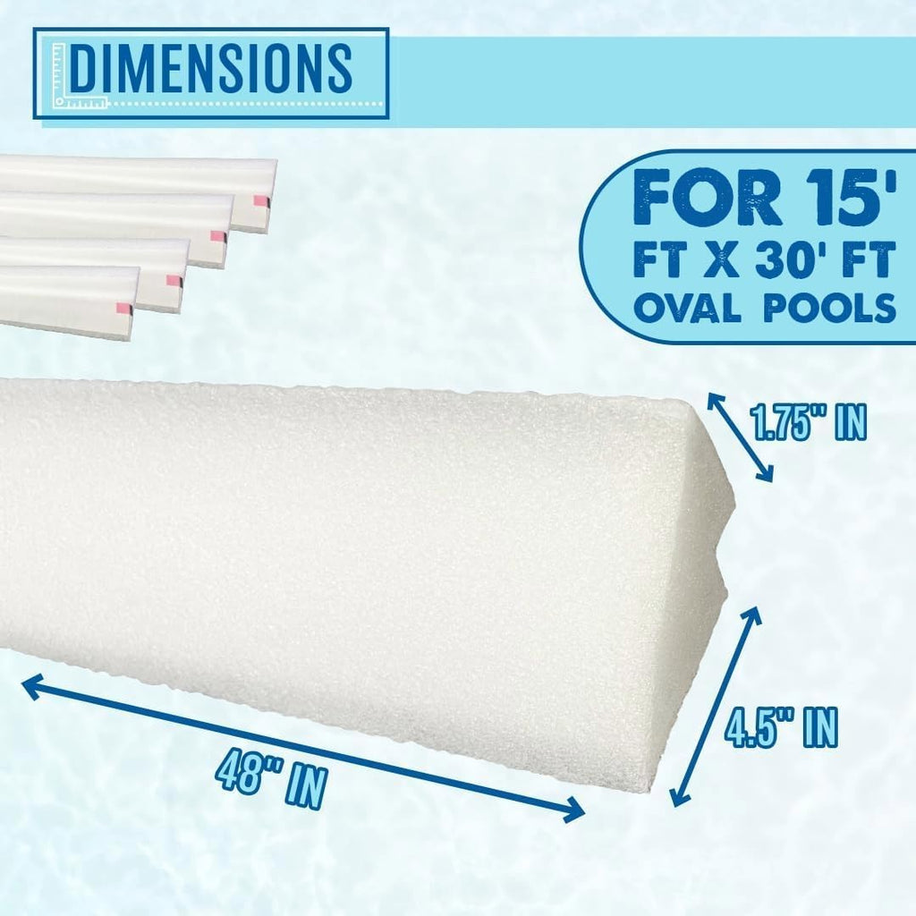Poolzilla 48'' Inch Pool Cove for 15' x 30' FT Oval Above-Ground Pools (20 Pack) - Durable Peel and Stick Foam for Pool Liner Protection