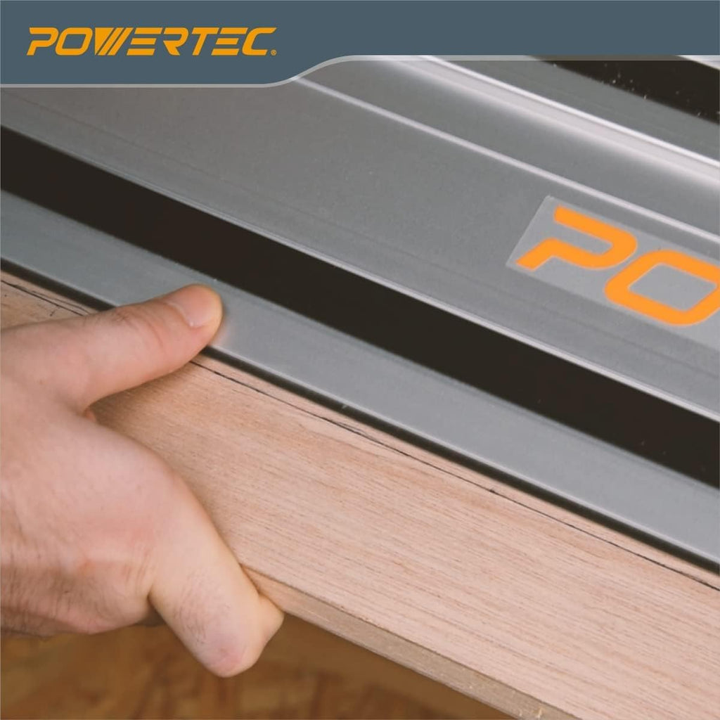 POWERTEC 110' Track Saw Guide Rail Kit and Router Guide for Makita and Festool Compact Router and Plunge Router, Includes 2PK 55' Guide Rails and Connectors (72079)
