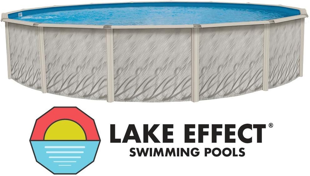 Lake Effect Pools 'Meadows Reprieve' 24' Round Above Ground Swimming Pool | 52' Inch Height | Resin Protected Steel Sided Walls | Includes a Bedrock Overlap Pool Liner and Widemouth Skimmer