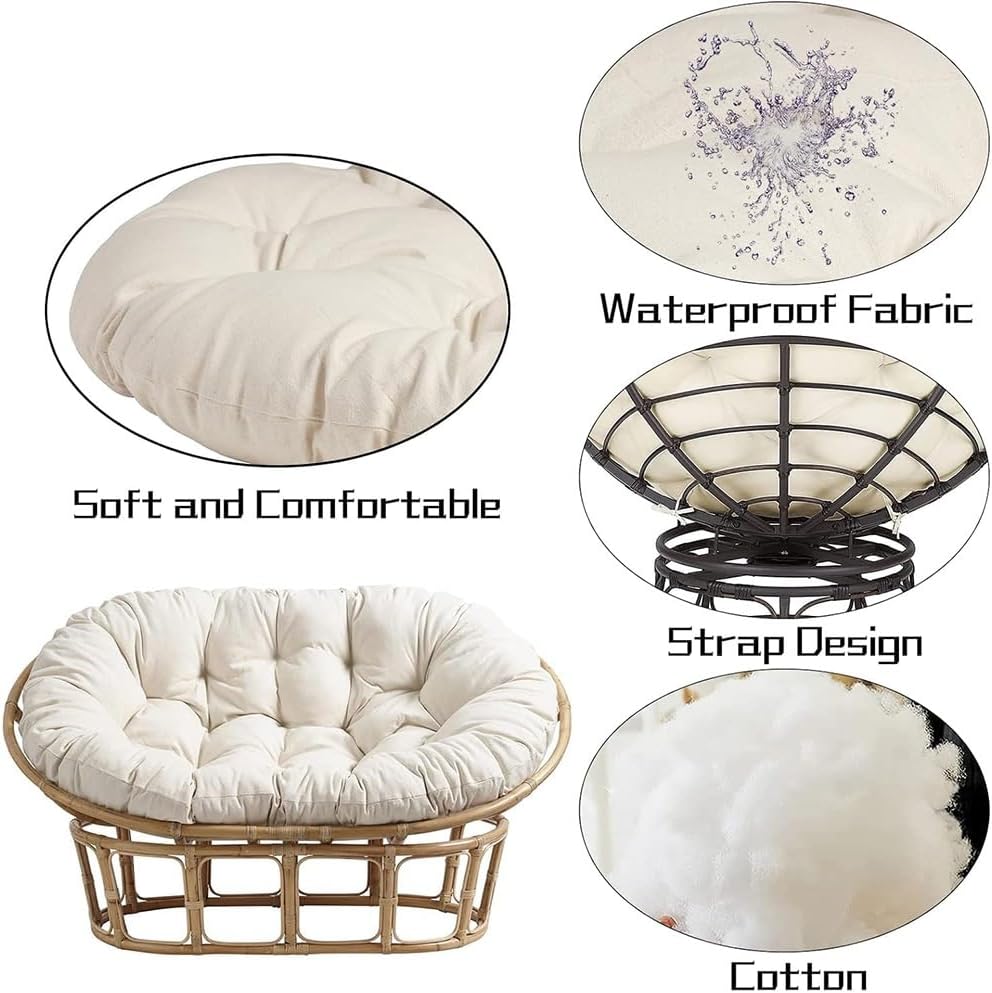 Oversized Double Papasan Chair Cushion 59 x 39 Inch (Without Chair), Outdoor Waterproof Hanging Swing Chair Cushion, Patio Swivel Rocker Chair Cushion with Headrest Pillow(Dark Green)