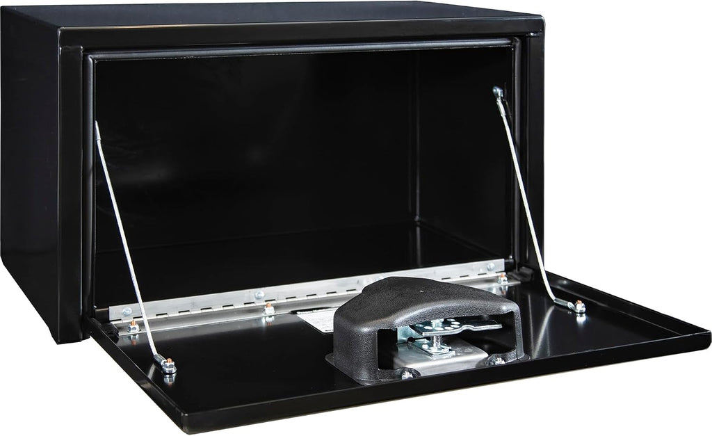Buyers Products 1703350 Black Steel Underbody Truck Tool Box – 14 x 12 x 24 Inch - Truck Bed & Underbelly RV Storage Box, Locking T-Latch, Weather-Resistant, Heavy-Duty Flatbed Job Box, Made in USA