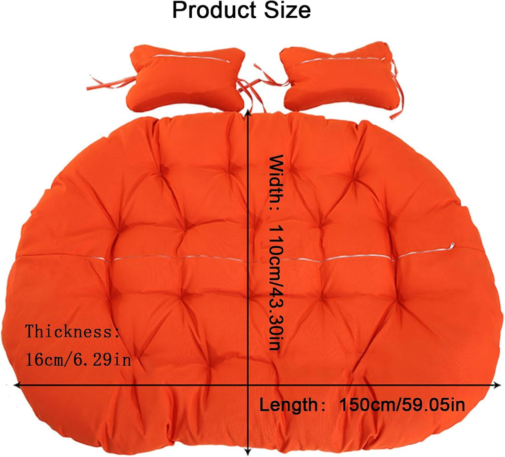 ZTGL 2 Persons Hammock Swing Chair Cushion, Double Egg Chair Pads Luxury Outdoor Patio Wicker Loveseat Hanging Swing Egg Chairs for Patio Backyard Balcony,I,1 pc 110x150cm