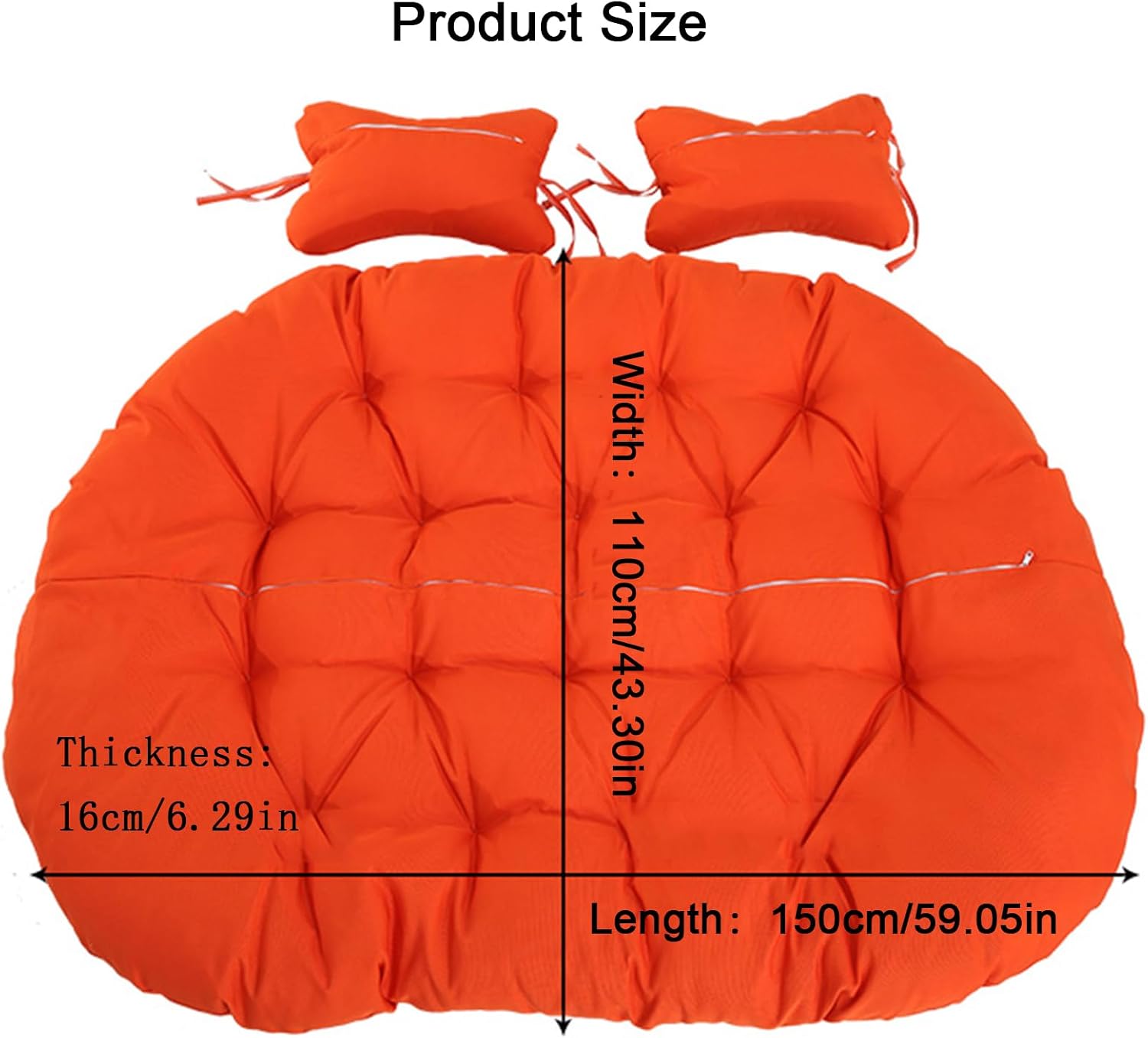 ZTGL 2 Persons Hammock Swing Chair Cushion, Double Egg Chair Pads Luxury Outdoor Patio Wicker Loveseat Hanging Swing Egg Chairs for Patio Backyard Balcony,I,1 pc 110x150cm