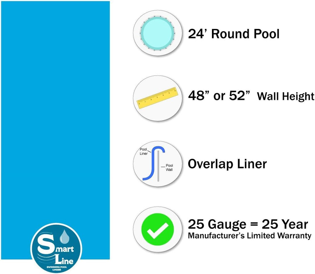 Lake Effect Pools 'Meadows Reprieve' 24' Round Above Ground Swimming Pool | 52' Inch Height | Resin Protected Steel Sided Walls | Includes a Solid Blue Overlap Pool Liner and Widemouth Skimmer