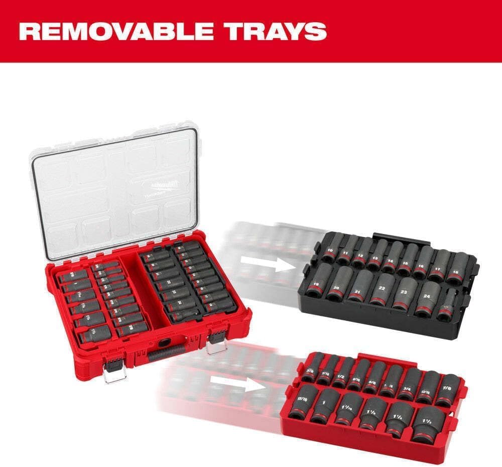 49-66-6806 Socket Set, Tools Combo Kit Impact Socket Set for Milwaukee Shockwave 1/2' Impact Duty Socket Packout Set - 31PC
