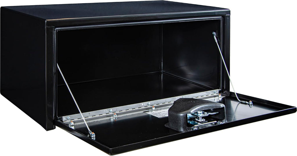 Buyers Products 1703303 Black Steel Underbody Truck Tool Box – 14 x 16 x 30 Inch - Truck Bed & Underbelly RV Storage Box, Locking T-Latch, Weather-Resistant, Heavy-Duty Flatbed Job Box, Made in USA