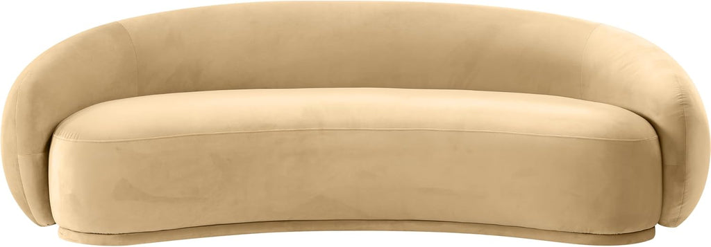 Meridian Furniture 44044Camel-S Emery Collection Modern | Contemporary Sofa with Ultra Luxe Camel 460 GSM Velvet, Solid Eucalyptus Wood Inner Frame, 95' W x 45.5' D x 31' H, Camel