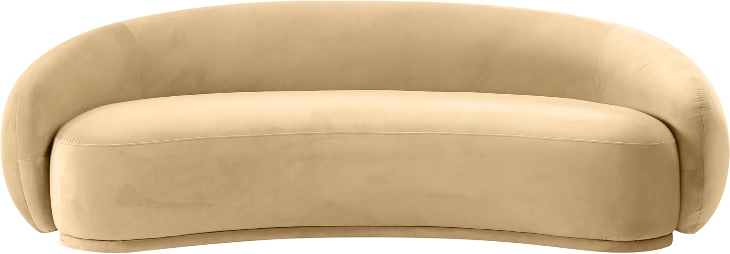 Meridian Furniture 44044Camel-S Emery Collection Modern | Contemporary Sofa with Ultra Luxe Camel 460 GSM Velvet, Solid Eucalyptus Wood Inner Frame, 95' W x 45.5' D x 31' H, Camel