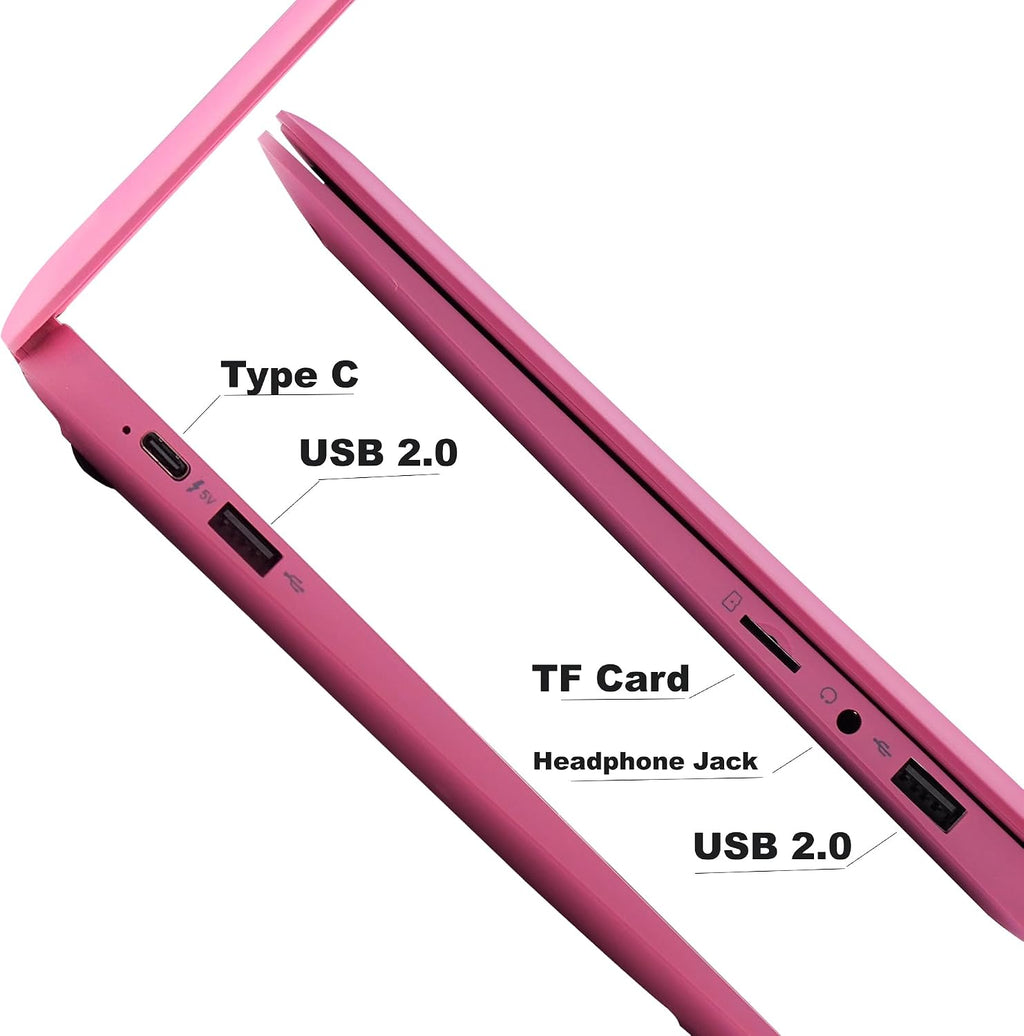 CHIBBS 10.1' Inch Kids Laptop Computer, Netbook Powered by Android 12.0, Quad Core Processor, 2gb Ram + 64gb ROM, Camera, 2* USB, Bluetooth, Wi-Fi- Pink