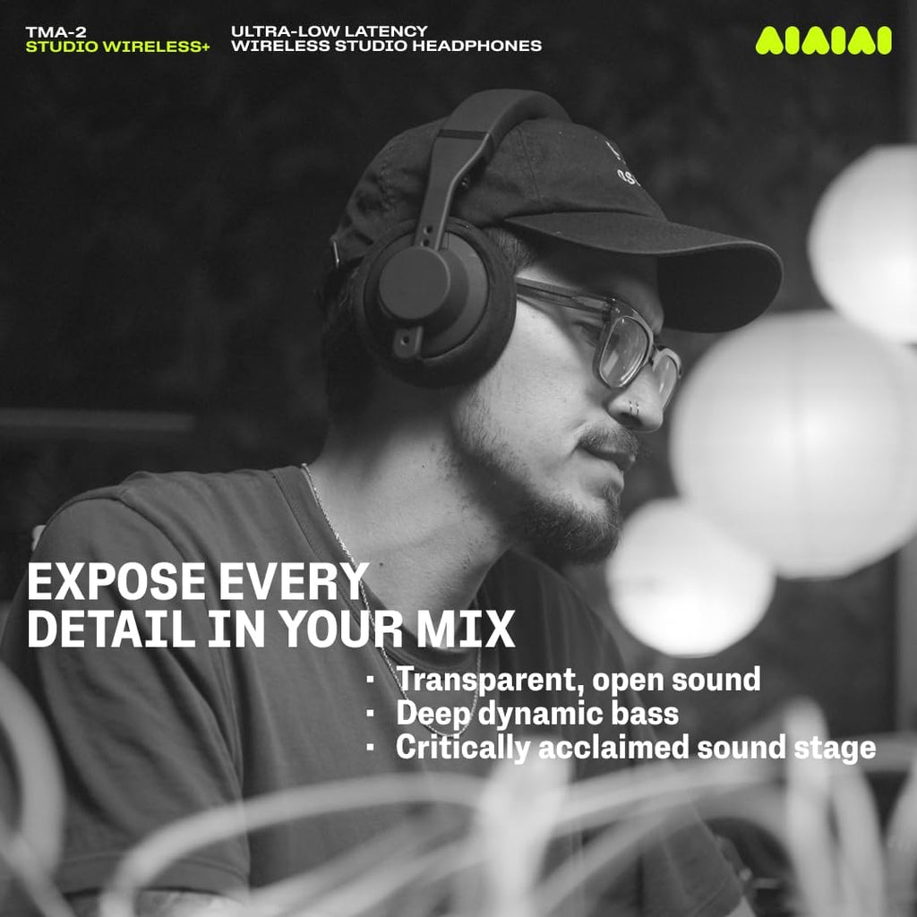 AIAIAI TMA-2 Studio Wireless+ Headphones Over Ear, W+ Link Technology, Fully Modular Construction, Uncompressed Wireless Audio, Premium Memory Foam Cushions, Ergonomic Creator Headband