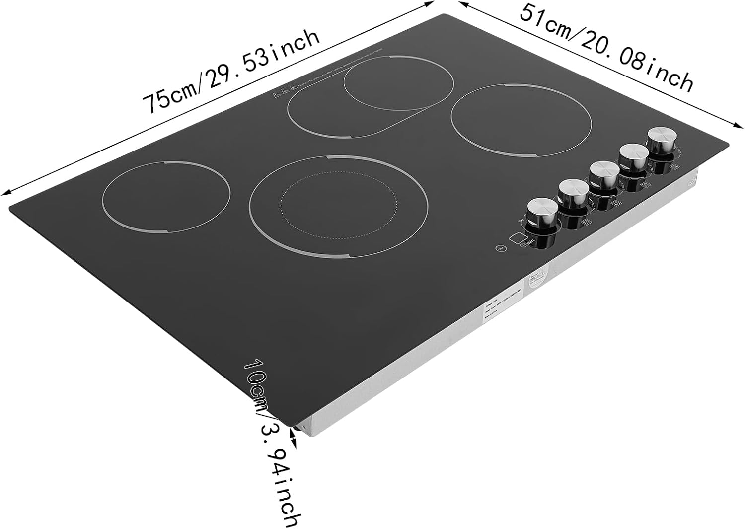 Electric Cooktop 3 Burners, Built in Radiant Electric Stove Top,2600W Cooktop Stovetop with Sensor Touch Control&Timer,Temperature,9 Heating Level,110V (4 Burners)