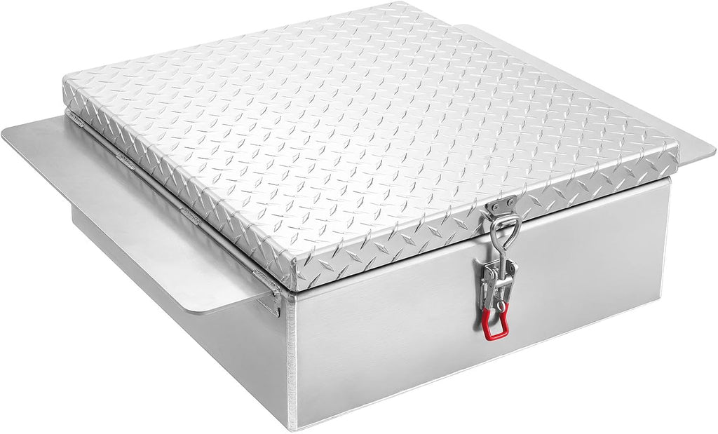 VEVOR Truck Bed Tool Box, Heavy Duty Aluminum Tool Box with Diamond Plate, Storage Toolbox Chest Organizer Supports up to 220 lbs, Ideal for Pickup, Truck Bed, RV, Trailer, 30.3 x 24 x 9 in, Silver