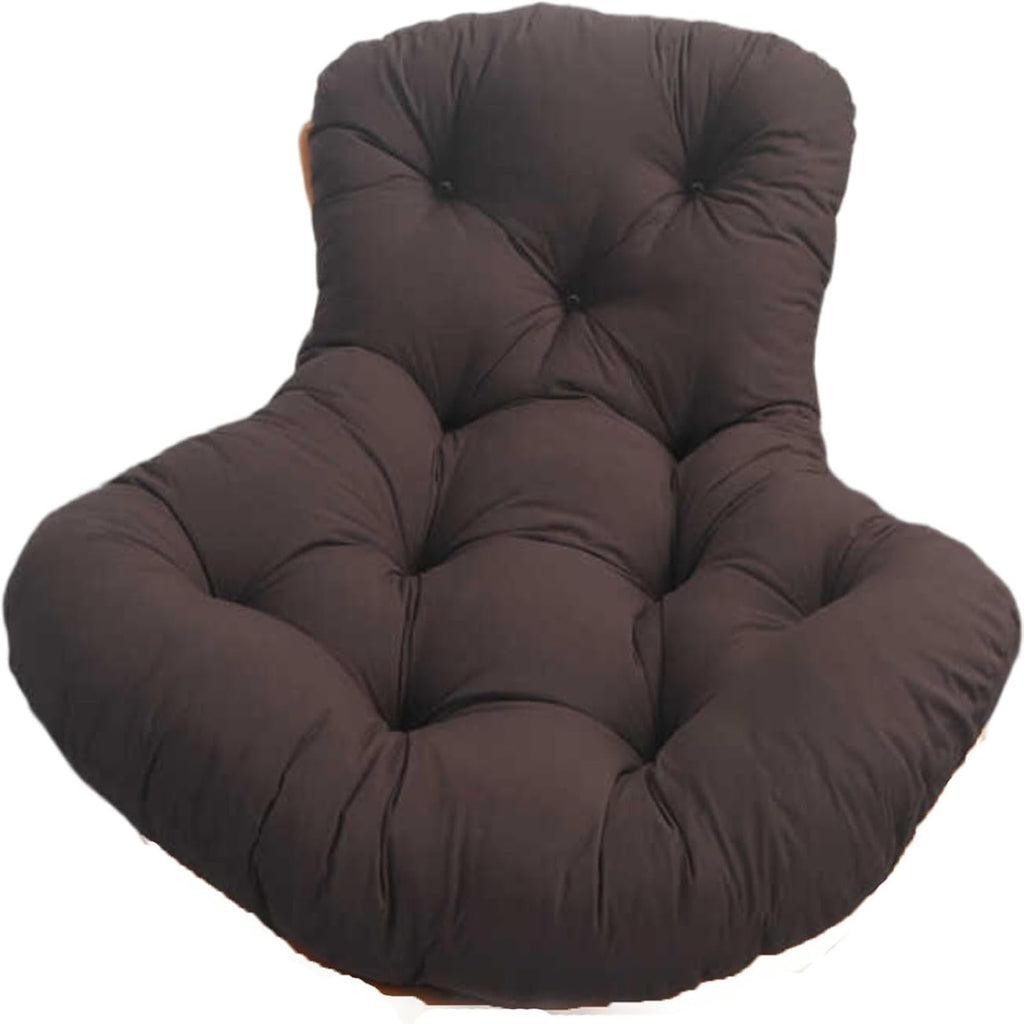 Lazy Rocking Egg Chair Cushion, Indoor Outdoor Oversized Lounge Wicker Papasan Cushion, Thick Nest Back Seat Pillow for Patio Porch Garden(Brown,120 * 135cm)
