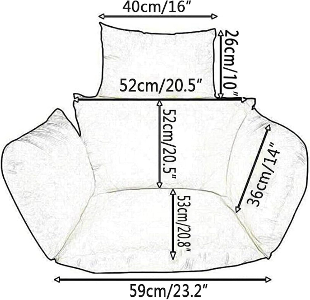 Wttfc Egg Chair Cushion Replacement, Outdoor Swing Chair Seat Cushion Replacement Cover, Washable Thicken Hanging Hammock Chair Cushion Only