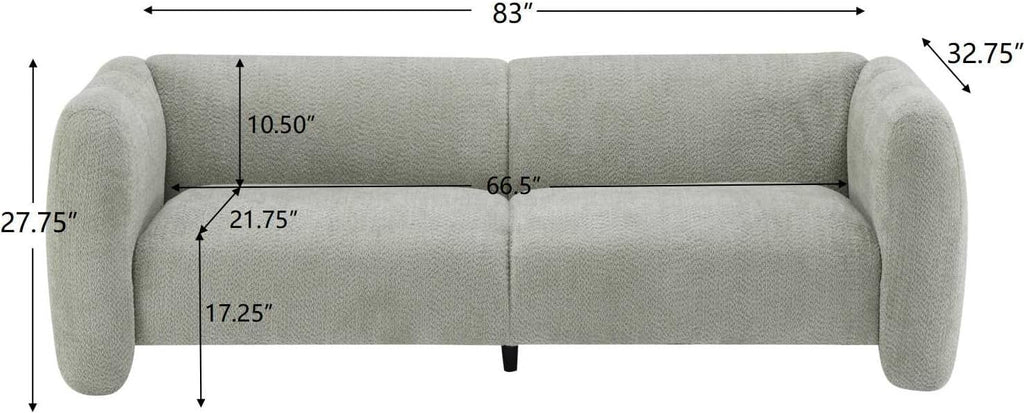 Christopher Knight Home Ahri 83'' Wood Frame Lounge Sofa Couch with Wave Design, Soft Seating 3-Seater Sofa with Armrests, Comfy Chenille Upholstered Home Sofa for Living Room, Light Green
