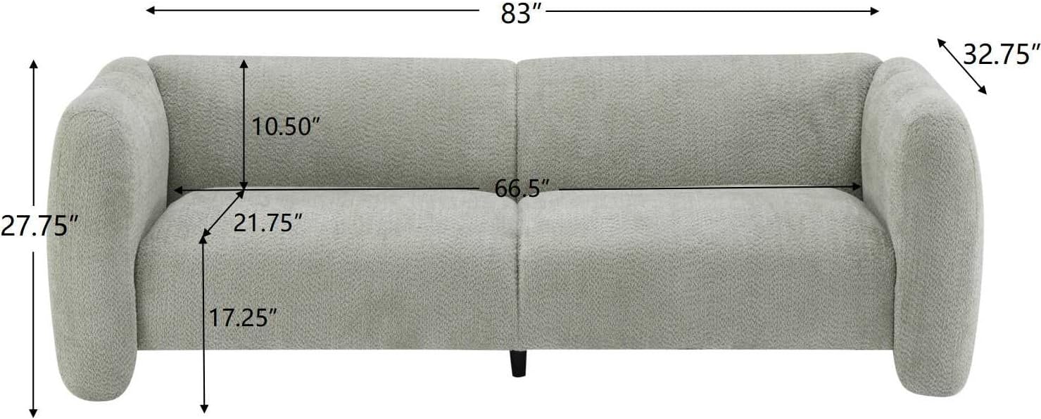 Christopher Knight Home Ahri 83'' Wood Frame Lounge Sofa Couch with Wave Design, Soft Seating 3-Seater Sofa with Armrests, Comfy Chenille Upholstered Home Sofa for Living Room, Light Green