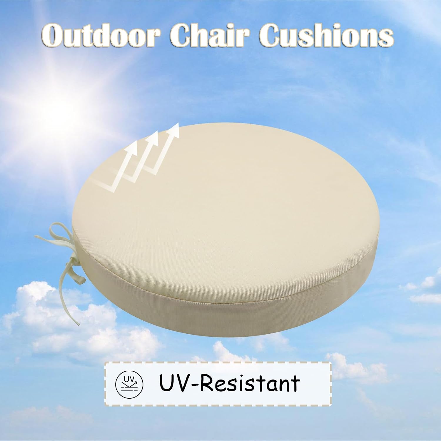SK Studio Round Outdoor Chair Cushions for Patio Furniture, Set of 4 Waterproof Patio Chair Cushion with Adjustable Ties for Garden Sofa Couch, Purple, 22'x22'x3'