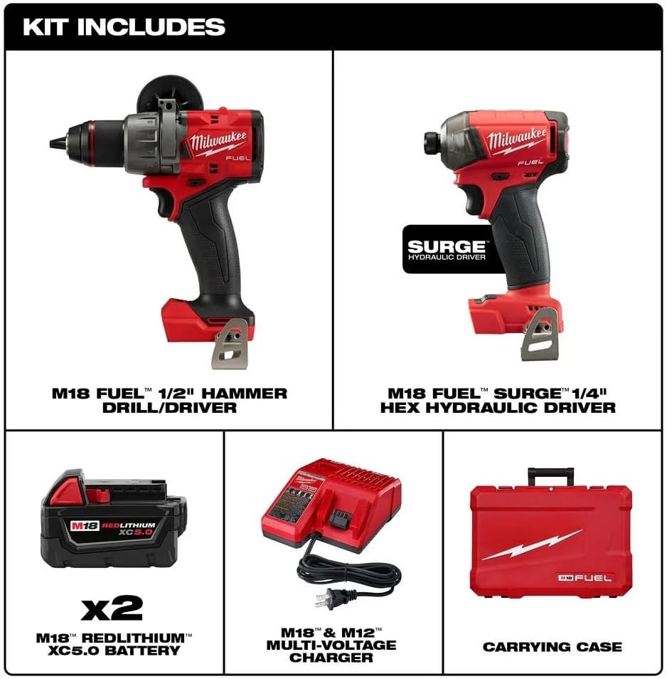 Compatible for use with Milwaukee 3699-22 M18 FUEL 18V Cordless 2-Tool SURGE Combo Kit w/5.0AH Batteries