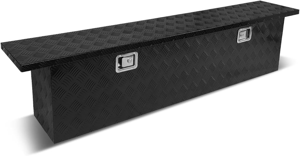 Auto Dynasty 60 (L) x 11 (W) x 15 (H) inches Aluminum Pickup Truck Bed Trailer Key Lock Storage Tool Box (Black)