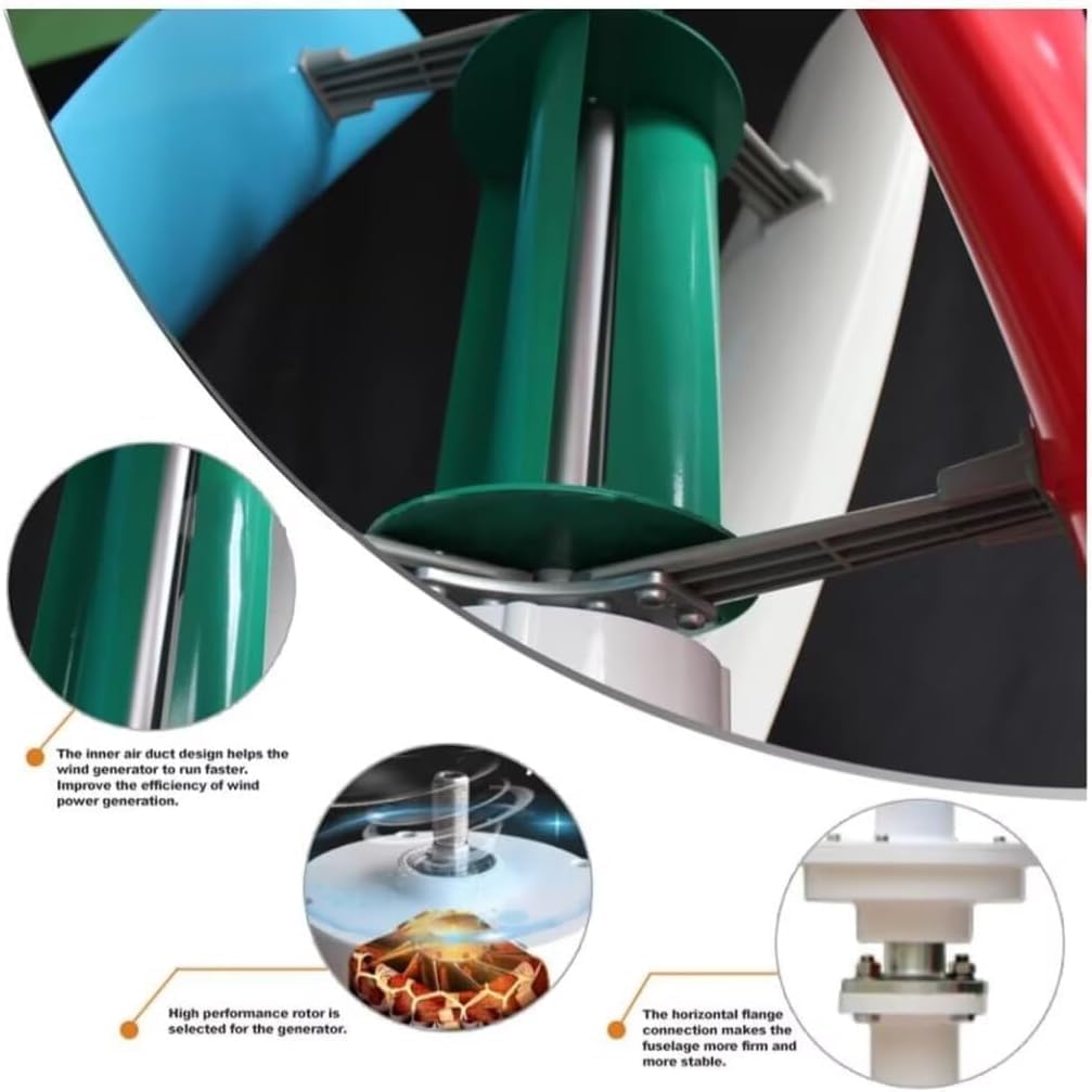 Wind Turbine Kit 3000W Vertical Axis Wind Turbine Generator with Solar Hybrid Controller, Free Energy Windmill Power Generation