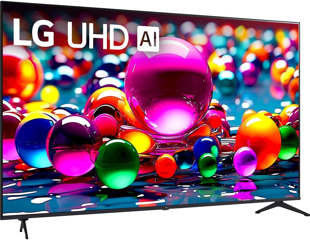 LG 65UA7700PUB 65 Inch UA77 LED AI 4K UHD Smart webOS TV 2025 Bundle with SKM1 2.0 Ch. Soundbar, 37'-70' TV Wall Mount, 6-Outlet Surge Adapter & Deco Gear Complete Home Theater Beginner's Guidebook