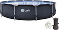 Lark Rust Proof 12' ft. x 30' inch Fiber Glass Frame Above Ground Swimming Pool - Graphite Pool Color with 530 Gallon Filtration Pump System and Filter Ball Technology