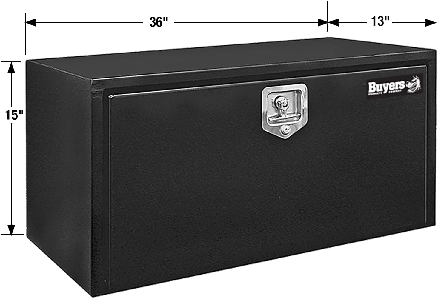 Buyers Products 1703326 Black Steel Underbody Truck Tool Box – 15 x 13 x 36 Inch - Truck Bed & Underbelly RV Storage Box, Locking T-Latch, Weather-Resistant, Heavy-Duty Flatbed Job Box, Made in USA