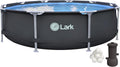 Lark Rust Proof 10' ft. x 30' inch Fiber Glass Frame Above Ground Swimming Pool - Graphite Pool Color with 530 Gallon Filtration Pump System and Filter Ball Technology