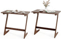Giantex Bamboo TV Tray Table Set of 2, Z Shaped Sofa Couch Side Table for Eating Snacks Coffee Laptop, Modern TV Dinner Tables for Small Spaces, Small End Table for Living Room Bedroom, Walnut